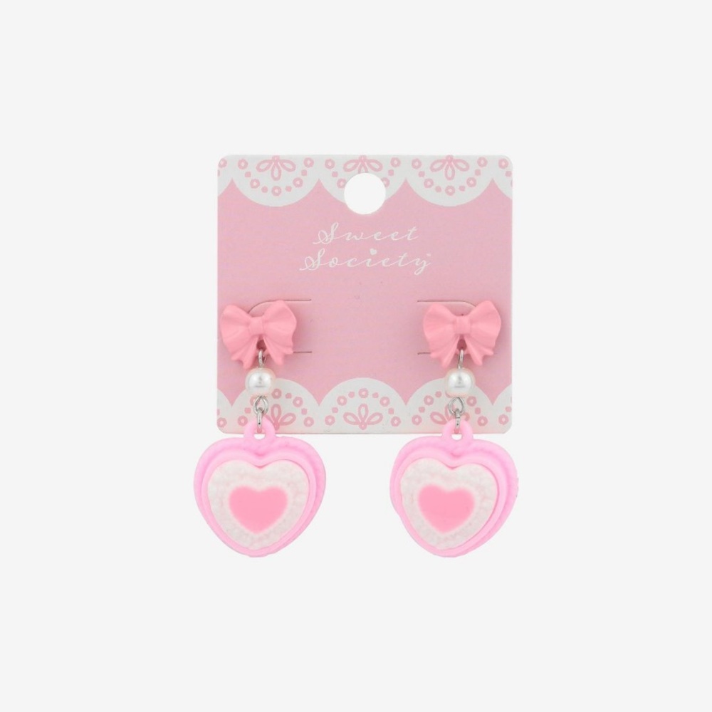 Pink Heart Cake Drop Earrrings Hot Topic